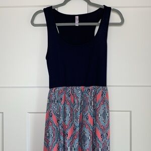 {Xhilaration} Sleeveless Dress with Pink and Blue Pattern